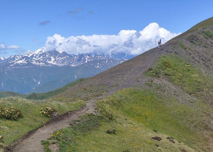 A hiker on the Gudani Pass