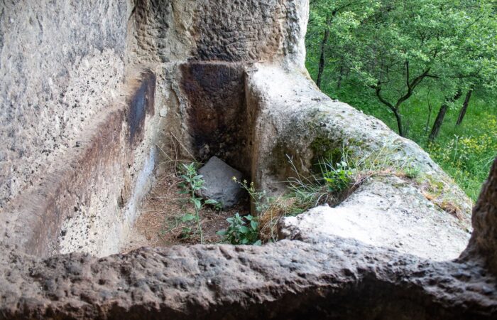 Stone wine press in the village of Tschatschkari