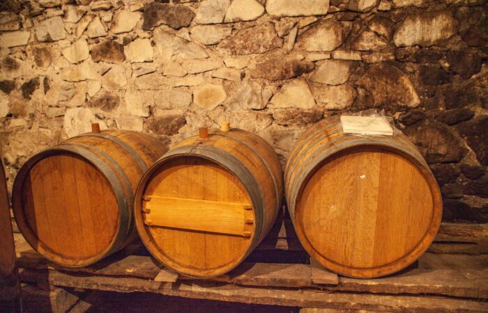 Wine barrels in a wine cellar in Bolnisi