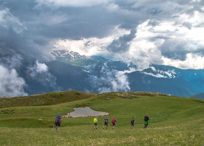 Tourists in the mountains of Goldashi