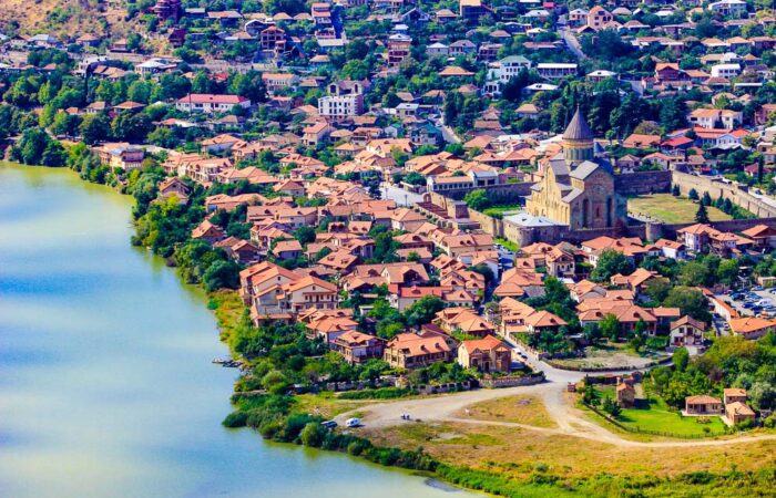 Blick auf Mzcheta von Dschwari Kloster