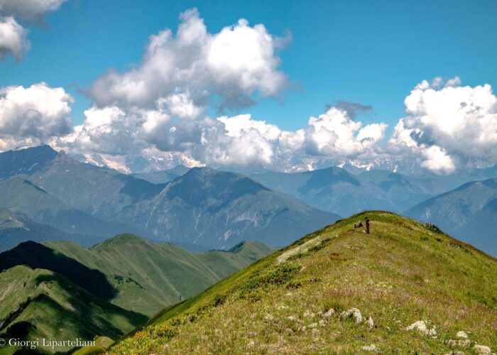 A hiker trekking from Svaneti to Mingrelia