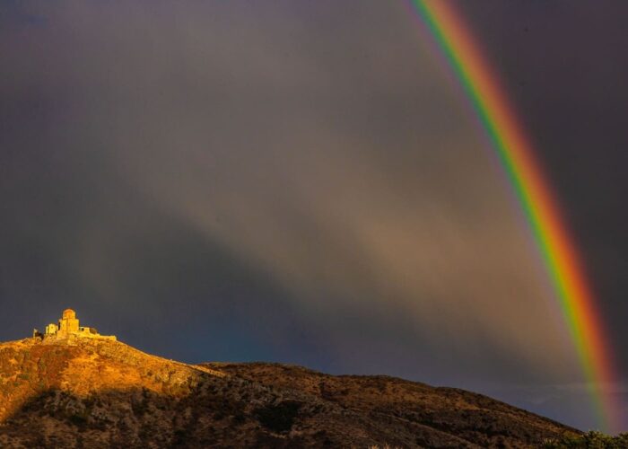 Jvari Church with Rainbow