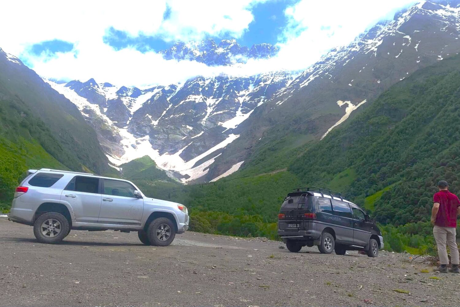 Touristen am Ailama Gletscher